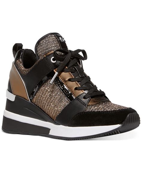 michael kors georgie faux leather wedge sneakers|Michael Kors women's georgie trainer.